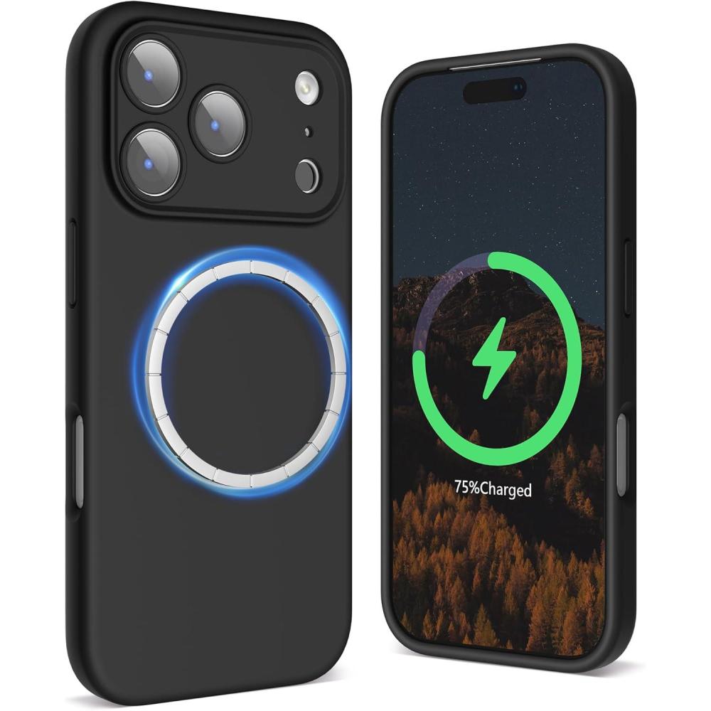 imageSURPHY Case for iPhone 17 Pro Case Compatible with MagSafe 63 inch 2025 Liquid Silicone 17 Pro Phone Cases Whit Soft Microfiber Lining Lilac PurpleBlack