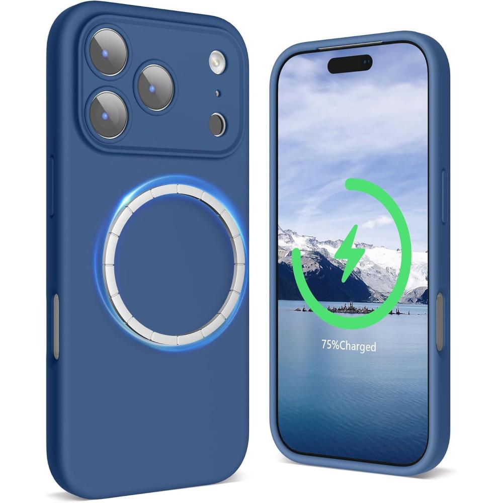 imageSURPHY Case for iPhone 17 Pro Case Compatible with MagSafe 63 inch 2025 Liquid Silicone 17 Pro Phone Cases Whit Soft Microfiber Lining Lilac PurpleBlue Jay