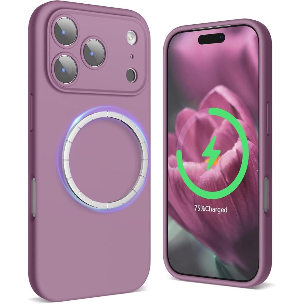 imageSURPHY Case for iPhone 17 Pro Case Compatible with MagSafe 63 inch 2025 Liquid Silicone 17 Pro Phone Cases Whit Soft Microfiber Lining Lilac PurpleLilac Purple