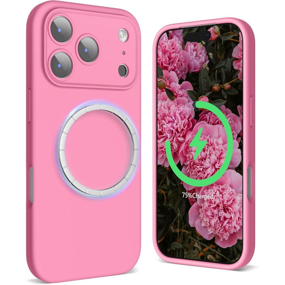 imageSURPHY Case for iPhone 17 Pro Case Compatible with MagSafe 63 inch 2025 Liquid Silicone 17 Pro Phone Cases Whit Soft Microfiber Lining Lilac PurplePink