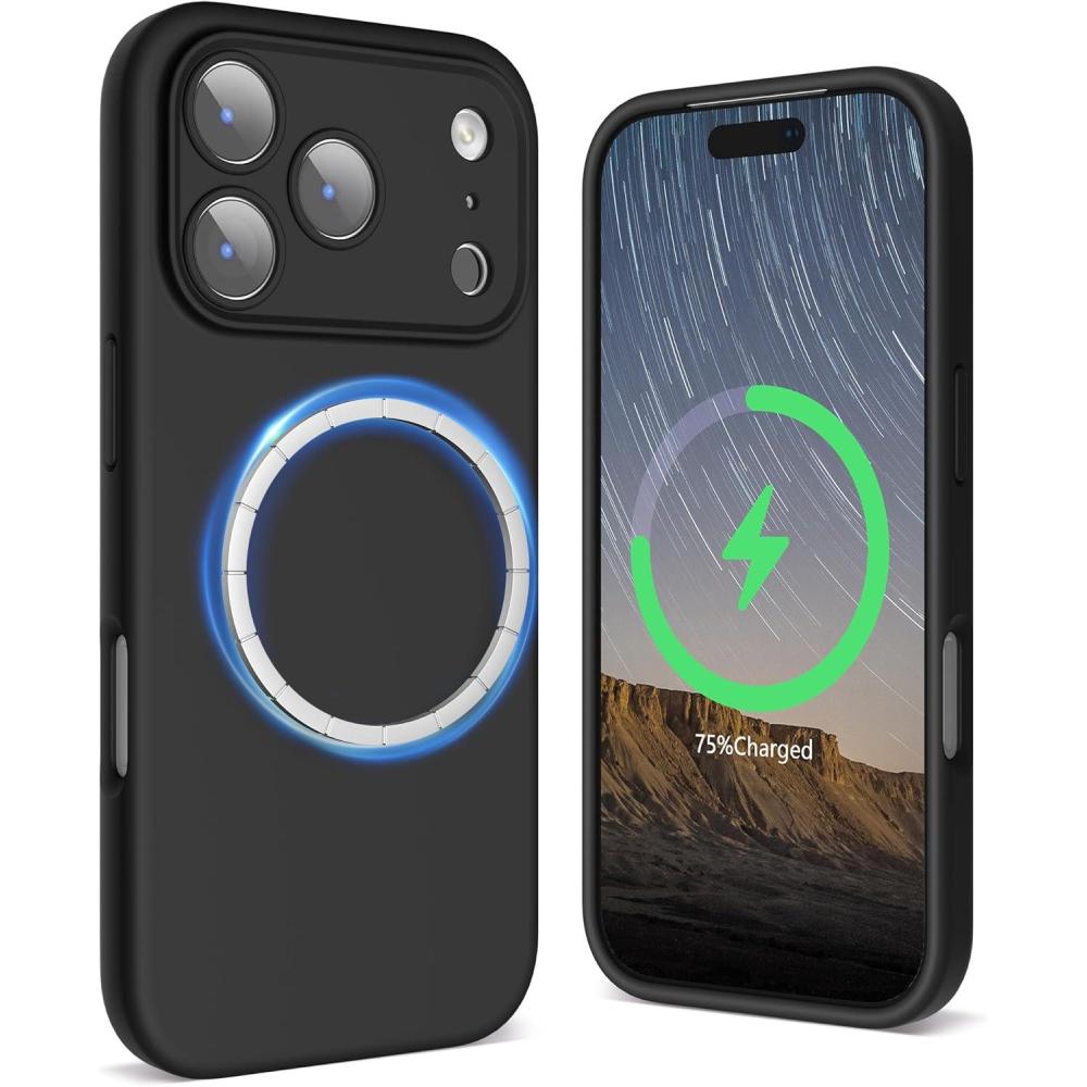 imageSURPHY Case for iPhone 17 Pro Max Case Compatible with MagSafe 69 inch 2025 Liquid Silicone 17 Pro Max Phone Cases Whit Soft Microfiber Lining Lilac PurpleBlack