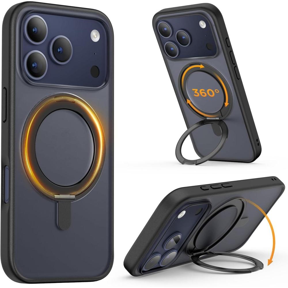 imageSURPHY Case for iPhone 17 Pro Max Case Compatible with MagSafe 69 inch 2025 Liquid Silicone 17 Pro Max Phone Cases Whit Soft Microfiber Lining Lilac PurpleAStand Black