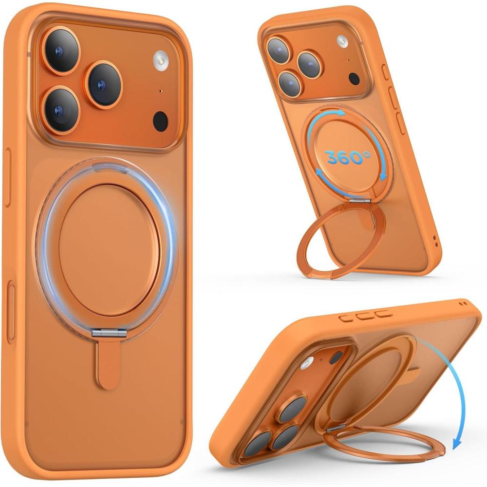 imageSURPHY Case for iPhone 17 Pro Max Case Compatible with MagSafe 69 inch 2025 Liquid Silicone 17 Pro Max Phone Cases Whit Soft Microfiber Lining Lilac PurpleAStand Orange