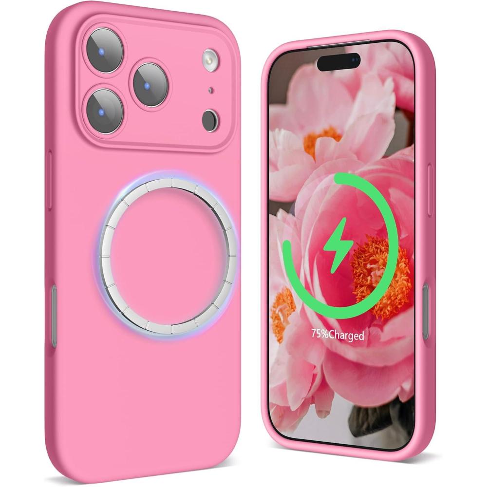 imageSURPHY Case for iPhone 17 Pro Max Case Compatible with MagSafe 69 inch 2025 Liquid Silicone 17 Pro Max Phone Cases Whit Soft Microfiber Lining Lilac PurplePink