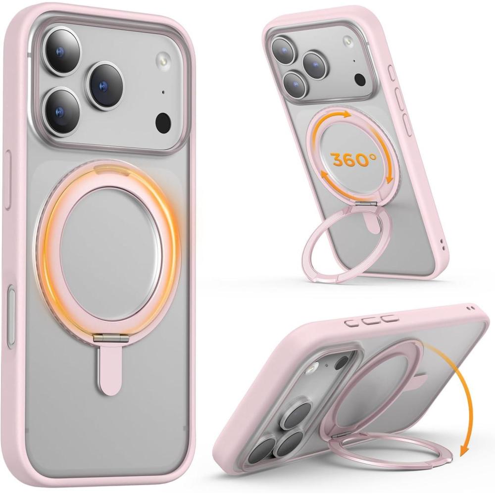 imageSURPHY Case for iPhone 17 Pro Max Case Compatible with MagSafe 69 inch 2025 Liquid Silicone 17 Pro Max Phone Cases Whit Soft Microfiber Lining Lilac PurpleAStand Pink