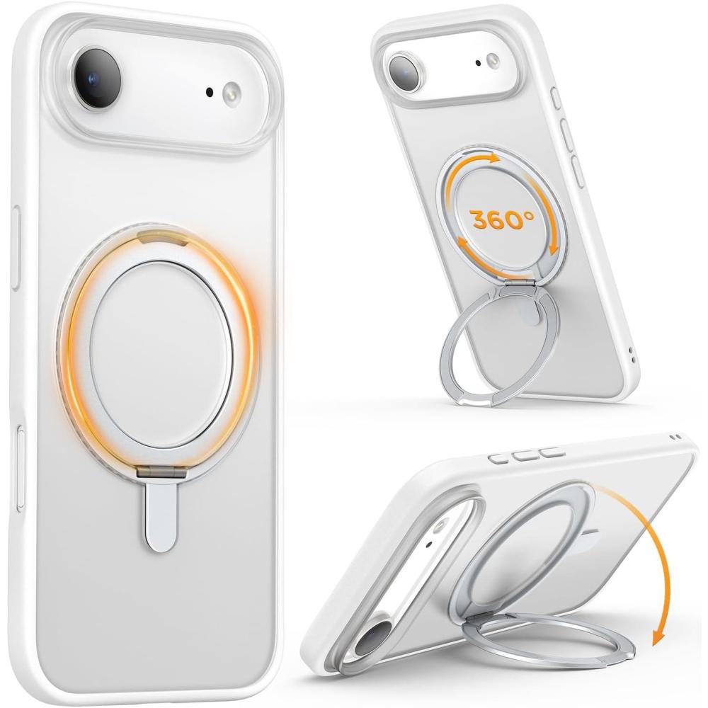 imageSURPHY Case for iPhone Air Case Compatible with MagSafe 65 inch 2025 Liquid Silicone 17 Air Phone Cases Whit Soft Microfiber Lining Lilac PurpleAStand White