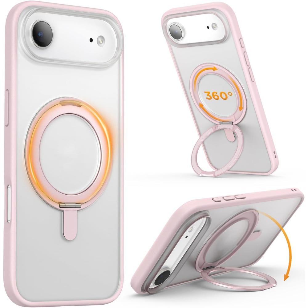 imageSURPHY Case for iPhone Air Case Compatible with MagSafe 65 inch 2025 Liquid Silicone 17 Air Phone Cases Whit Soft Microfiber Lining Lilac PurpleAStand Pink