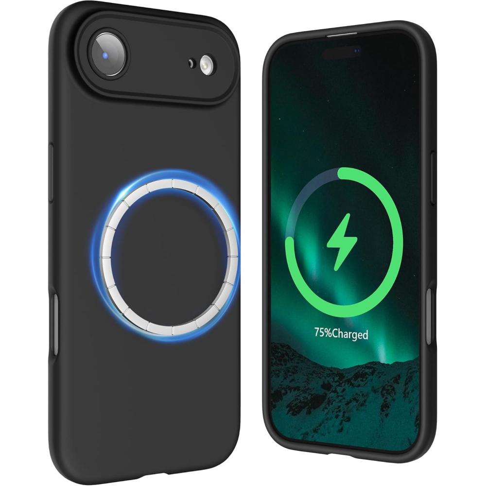 imageSURPHY Case for iPhone Air Case Compatible with MagSafe 65 inch 2025 Liquid Silicone 17 Air Phone Cases Whit Soft Microfiber Lining Lilac PurpleBlack