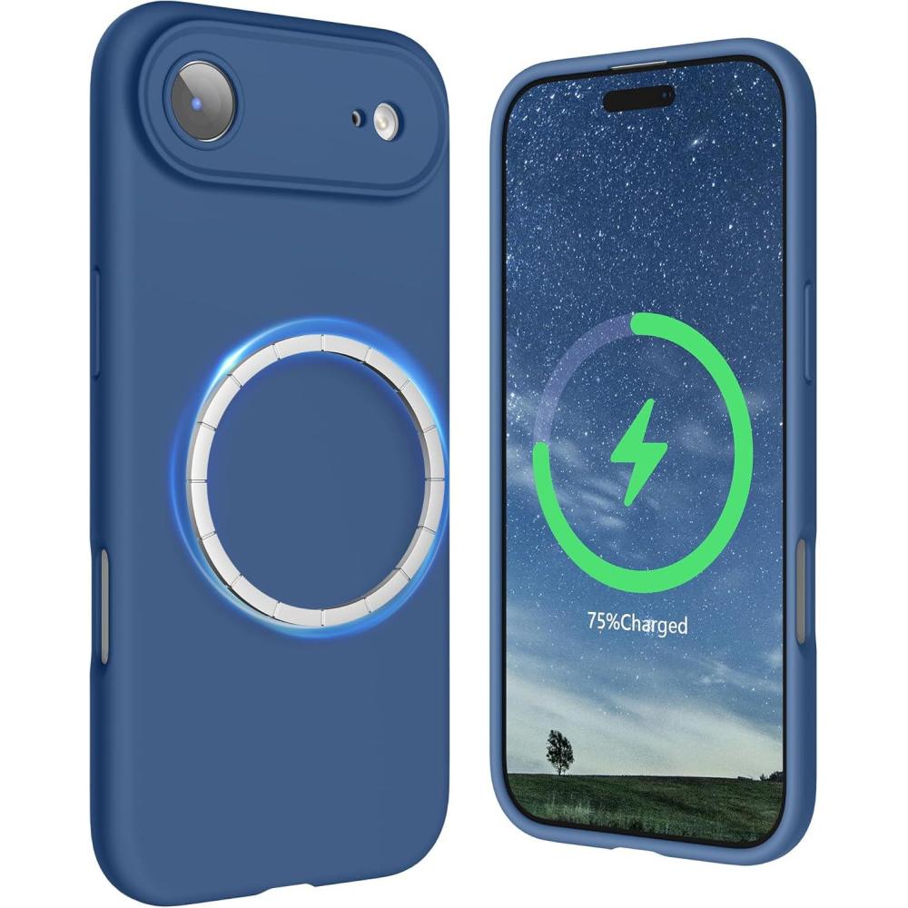 imageSURPHY Case for iPhone Air Case Compatible with MagSafe 65 inch 2025 Liquid Silicone 17 Air Phone Cases Whit Soft Microfiber Lining Lilac PurpleBlue Jay