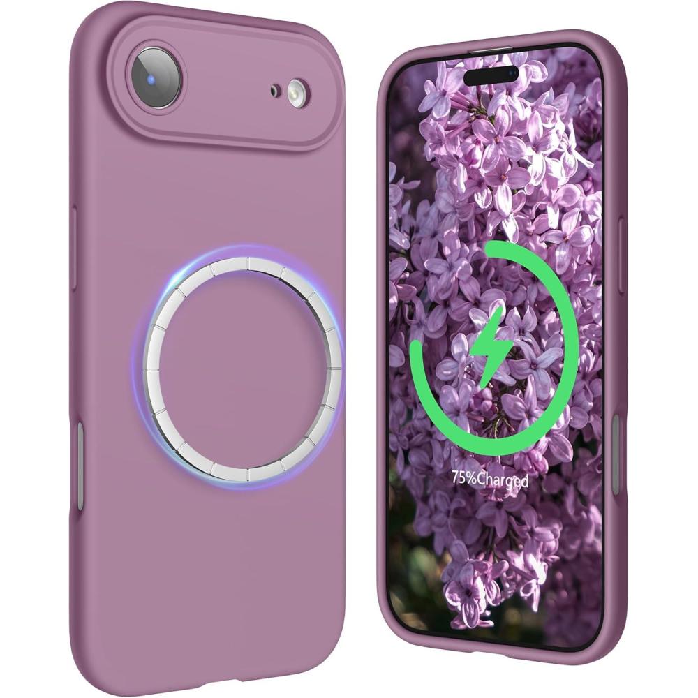 imageSURPHY Case for iPhone Air Case Compatible with MagSafe 65 inch 2025 Liquid Silicone 17 Air Phone Cases Whit Soft Microfiber Lining Lilac PurpleLilac Purple