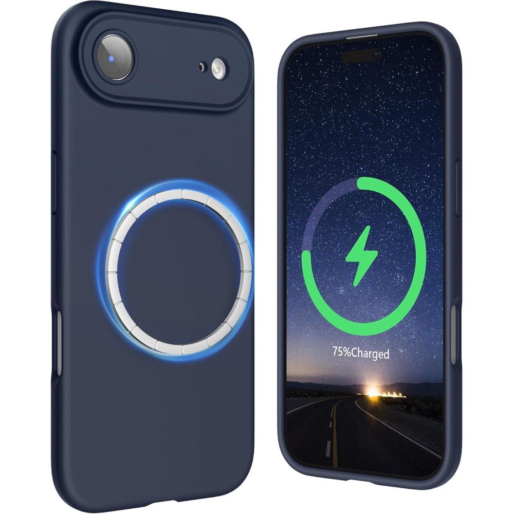 imageSURPHY Case for iPhone Air Case Compatible with MagSafe 65 inch 2025 Liquid Silicone 17 Air Phone Cases Whit Soft Microfiber Lining Lilac PurpleMidnight Blue