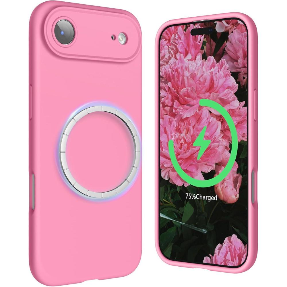 imageSURPHY Case for iPhone Air Case Compatible with MagSafe 65 inch 2025 Liquid Silicone 17 Air Phone Cases Whit Soft Microfiber Lining Lilac PurplePink