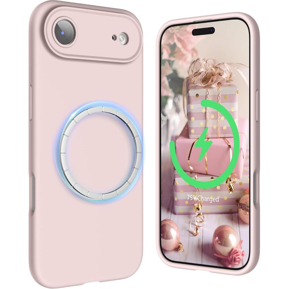 imageSURPHY Case for iPhone Air Case Compatible with MagSafe 65 inch 2025 Liquid Silicone 17 Air Phone Cases Whit Soft Microfiber Lining Lilac PurplePink Sand