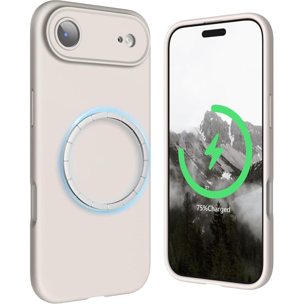 imageSURPHY Case for iPhone Air Case Compatible with MagSafe 65 inch 2025 Liquid Silicone 17 Air Phone Cases Whit Soft Microfiber Lining Lilac PurpleStone