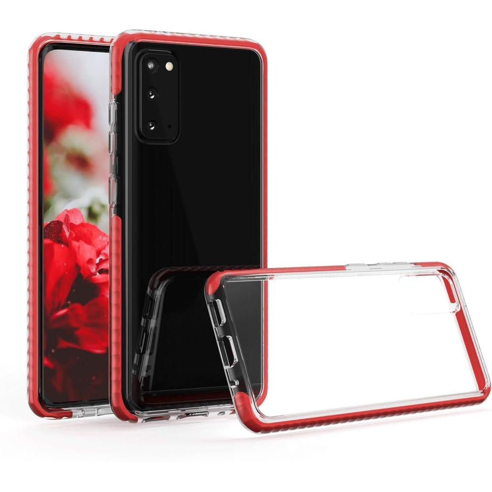 imageSURPHY Clear Case Compatible with Galaxy S20 Case 62quot Slim Flexible TPU Transparent Shockproof Protective Phone Case Cover Compatible with Galaxy S20 62quot Red
