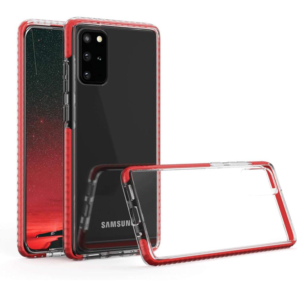 imageSURPHY Clear Case Compatible with Galaxy S20 Plus Case 69quot Slim Flexible TPU Transparent Shockproof Protective Phone Case Cover Compatible with Galaxy S20 Plus 67quot Red