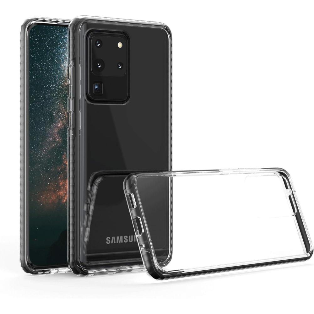imageSURPHY Clear Case Compatible with Galaxy S20 Ultra Case 69quot Slim Flexible TPU Transparent Shockproof Protective Phone Case Cover Compatible with Galaxy S20 Ultra 69quot Black