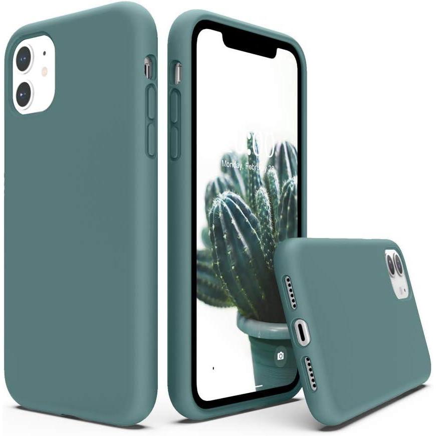 imageSURPHY Compatible with iPhone 11 Case 61 inch Thickening Design Liquid Silicone Phone Case with Microfiber Lining for iPhone 11 2019 BlueCactus Green