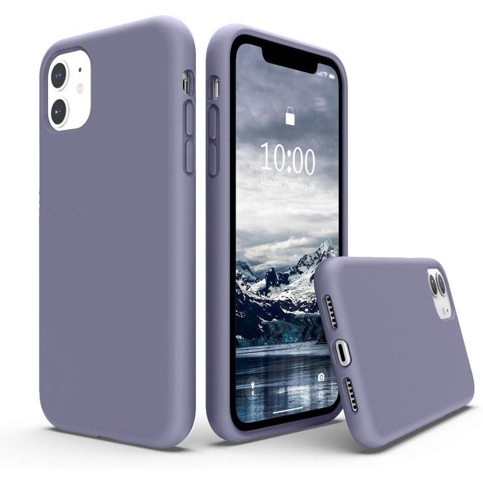 imageSURPHY Compatible with iPhone 11 Case 61 inch Thickening Design Liquid Silicone Phone Case with Microfiber Lining for iPhone 11 2019 BlueLavender Gray