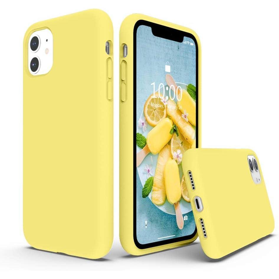 imageSURPHY Compatible with iPhone 11 Case 61 inch Thickening Design Liquid Silicone Phone Case with Microfiber Lining for iPhone 11 2019 BlueYellow