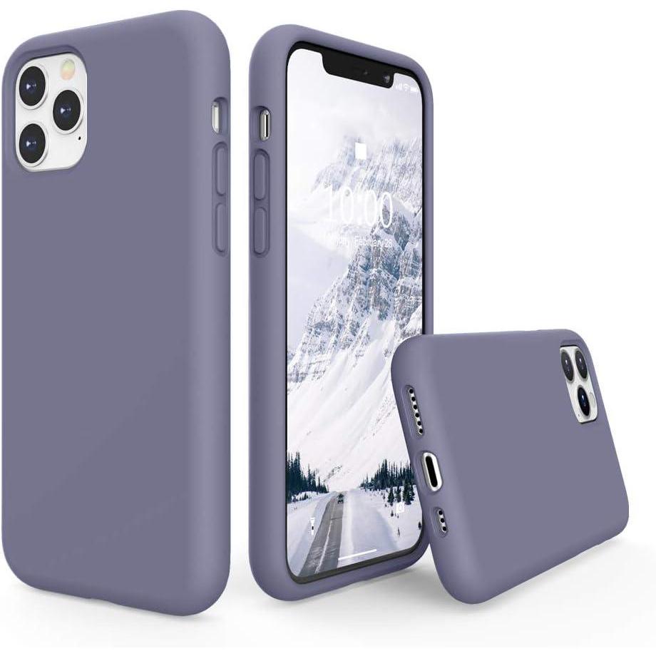 imageSURPHY Compatible with iPhone 11 Pro Case 58 inches Thickened Liquid Silicone Phone Case with Microfiber Lining for 11 Pro 2019 Light PurpleLavender Gray
