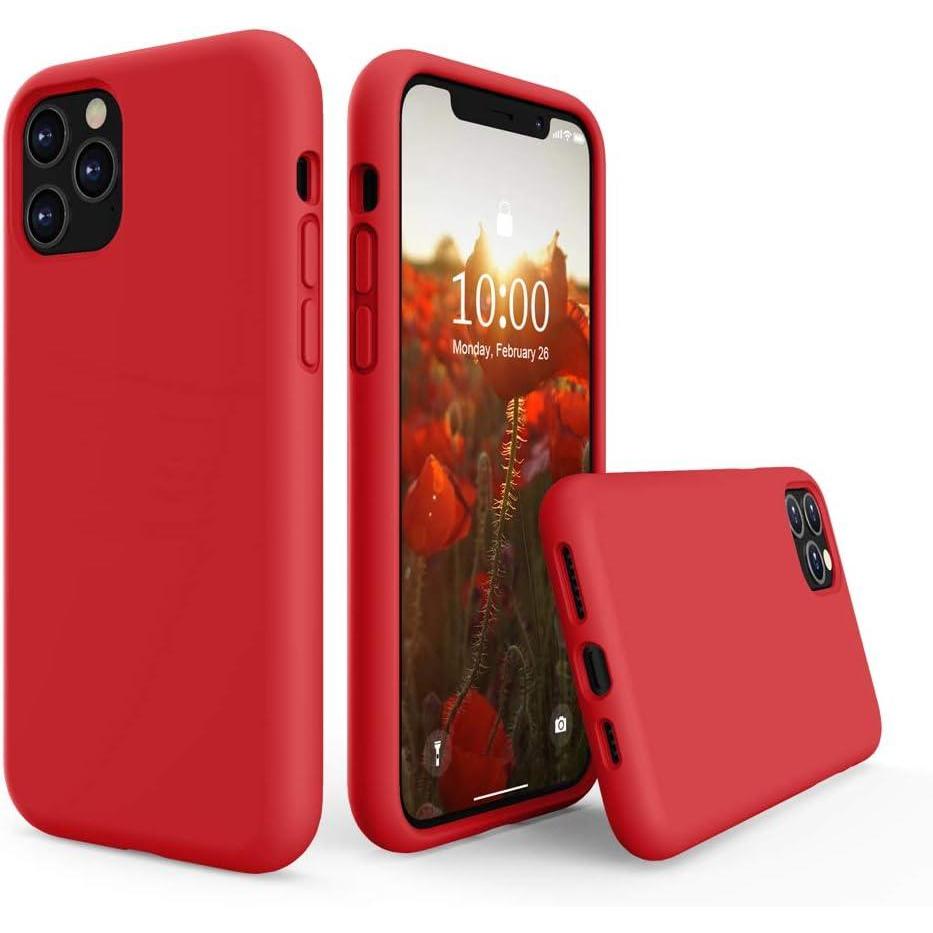 imageSURPHY Compatible with iPhone 11 Pro Case 58 inches Thickened Liquid Silicone Phone Case with Microfiber Lining for 11 Pro 2019 Light PurpleRed