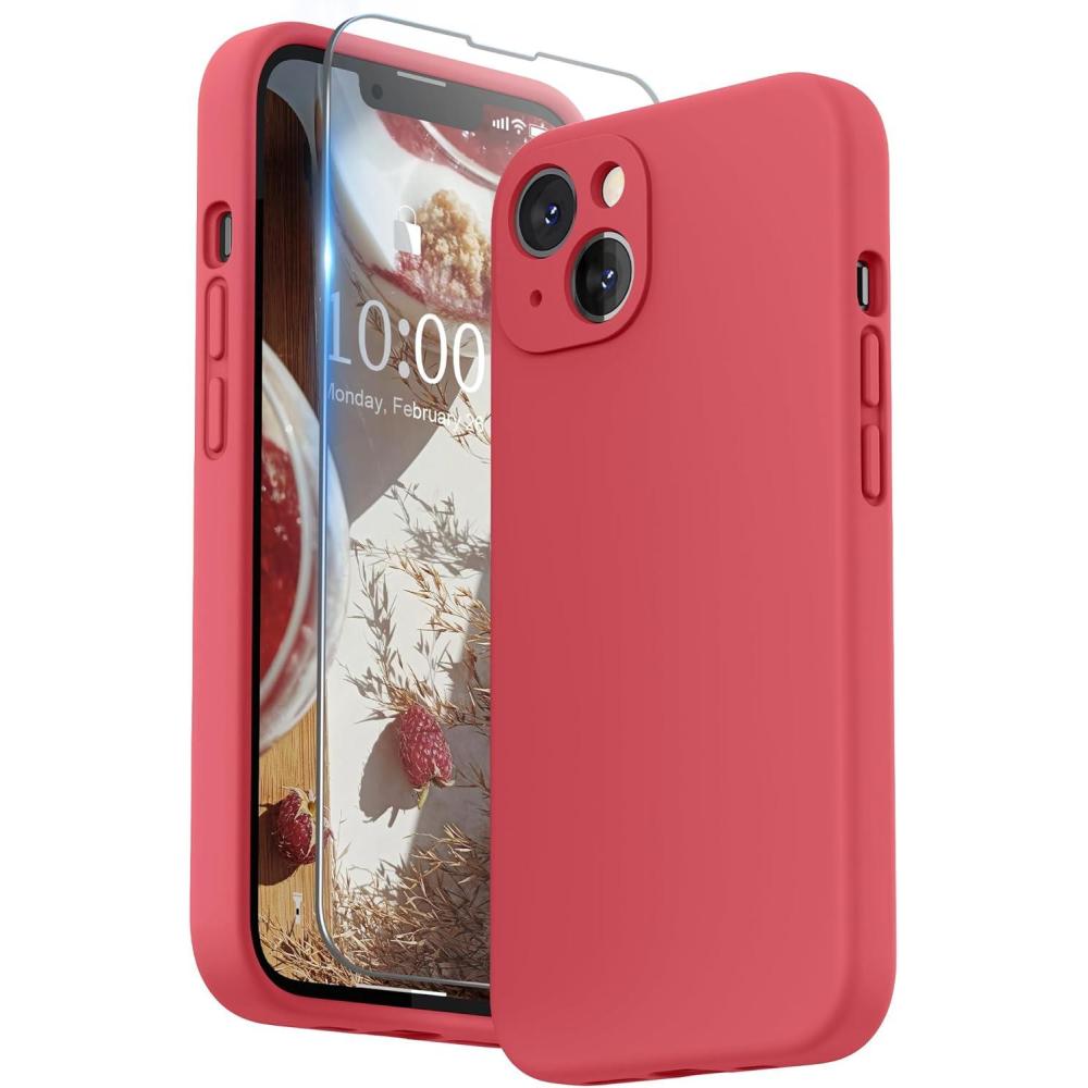 imageSURPHY Compatible with iPhone 13 Case with Screen Protector Camera Protection ampamp Soft Microfiber Lining Liquid Silicone Phone Case 61 inch 2021 Cactus GreenGuava