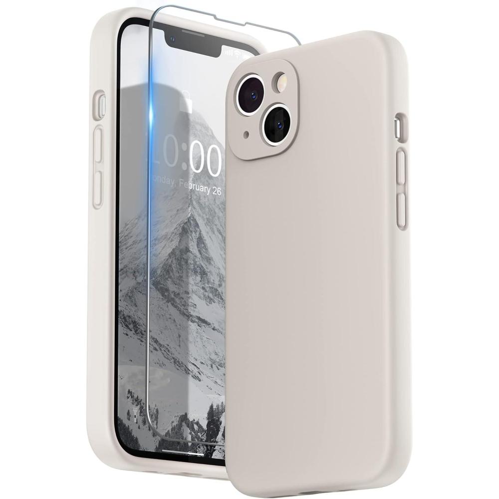 imageSURPHY Compatible with iPhone 13 Case with Screen Protector Camera Protection ampamp Soft Microfiber Lining Liquid Silicone Phone Case 61 inch 2021 Cactus GreenStone