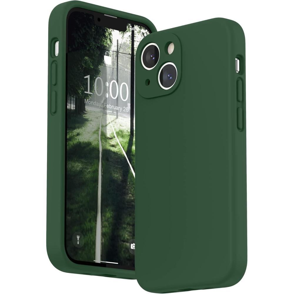 imageSURPHY Compatible with iPhone 13 Mini Case with Screen Protector Camera Protection ampamp Soft Microfiber Lining Liquid Silicone Phone Case 54 inch 2021 Clover GreenClover Green