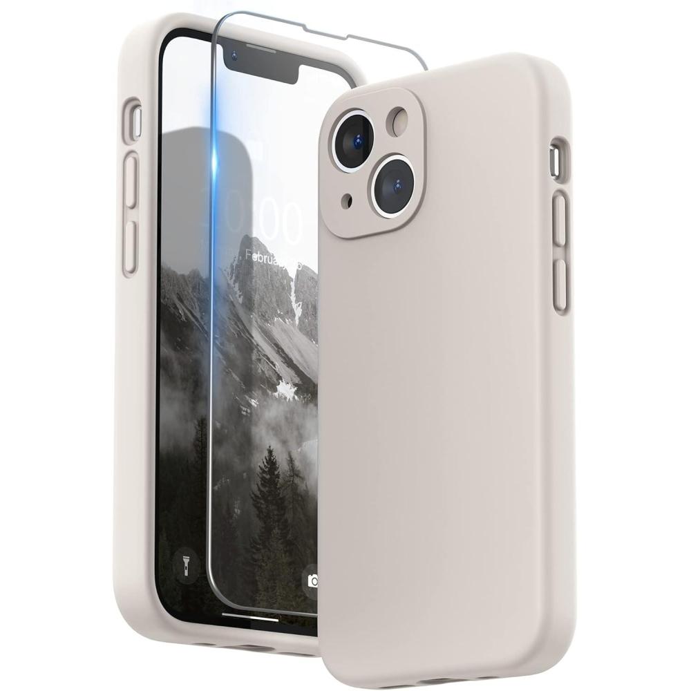 imageSURPHY Compatible with iPhone 13 Mini Case with Screen Protector Camera Protection ampamp Soft Microfiber Lining Liquid Silicone Phone Case 54 inch 2021 Clover GreenStone