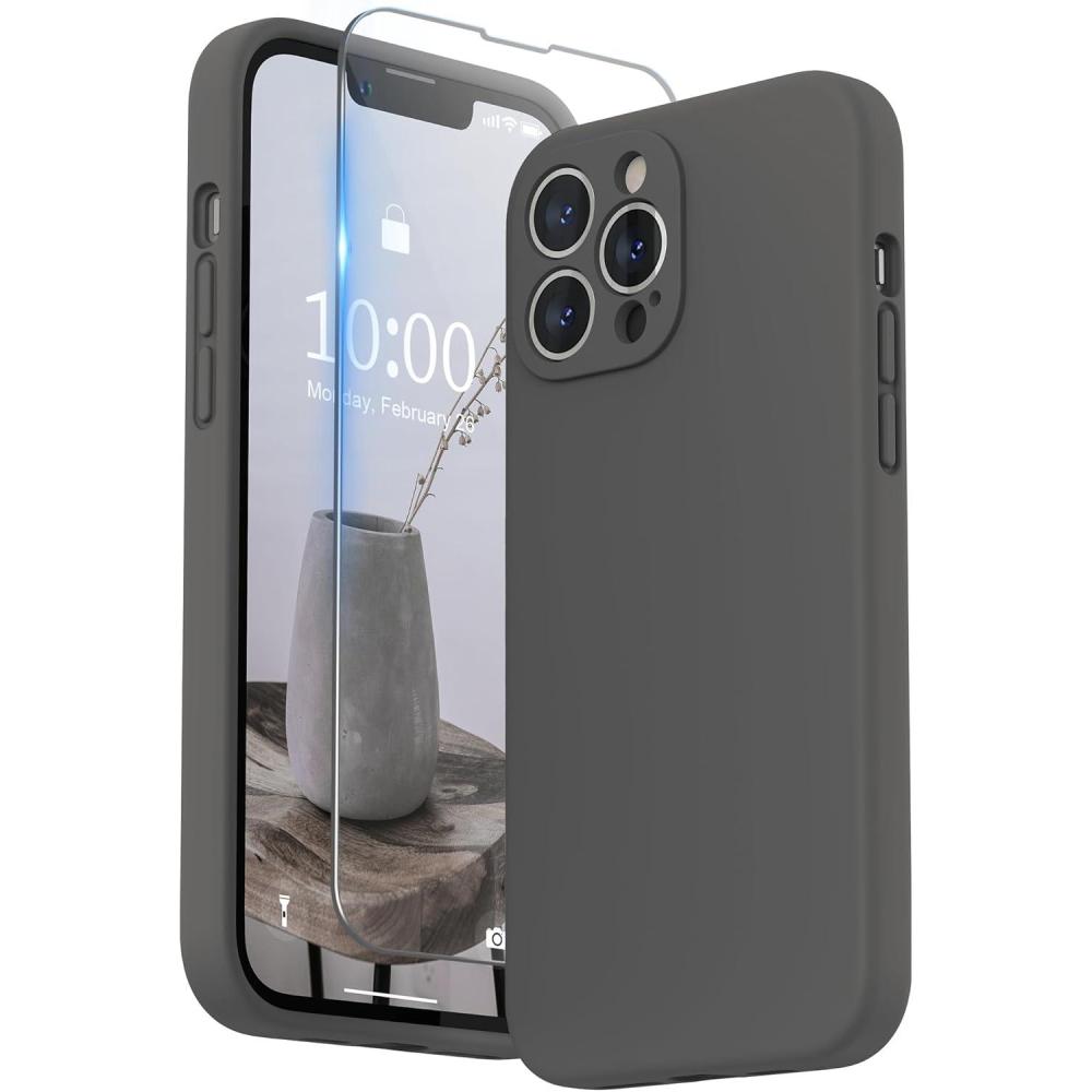 imageSURPHY Compatible with iPhone 13 Pro Max Case with Screen Protector Camera Protection Soft Microfiber Lining Liquid Silicone Phone Case 67 inch 2021 RedClay