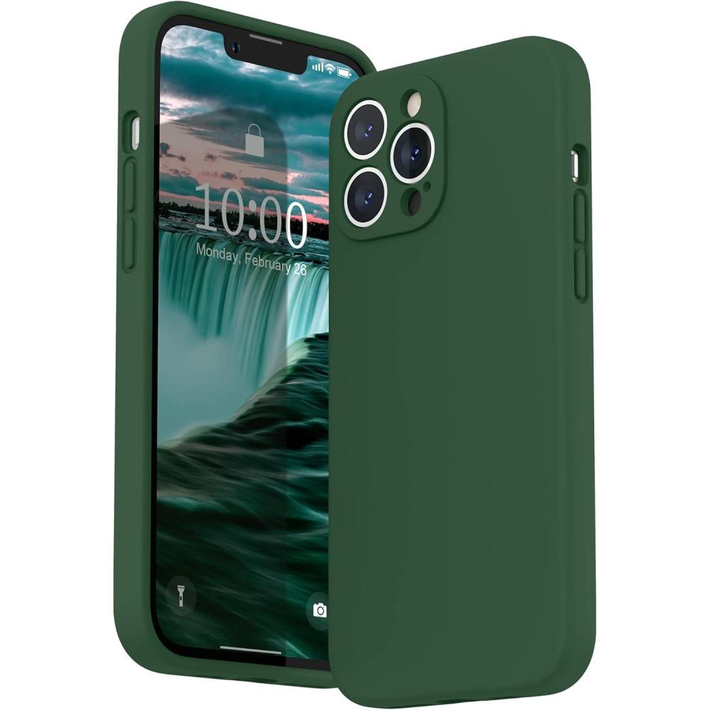 imageSURPHY Compatible with iPhone 13 Pro Max Case with Screen Protector Camera Protection Soft Microfiber Lining Liquid Silicone Phone Case 67 inch 2021 RedClover Green