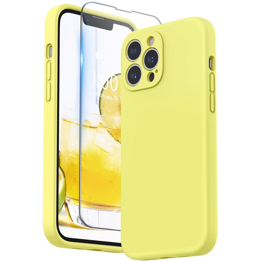 imageSURPHY Compatible with iPhone 13 Pro Max Case with Screen Protector Camera Protection Soft Microfiber Lining Liquid Silicone Phone Case 67 inch 2021 RedYellow