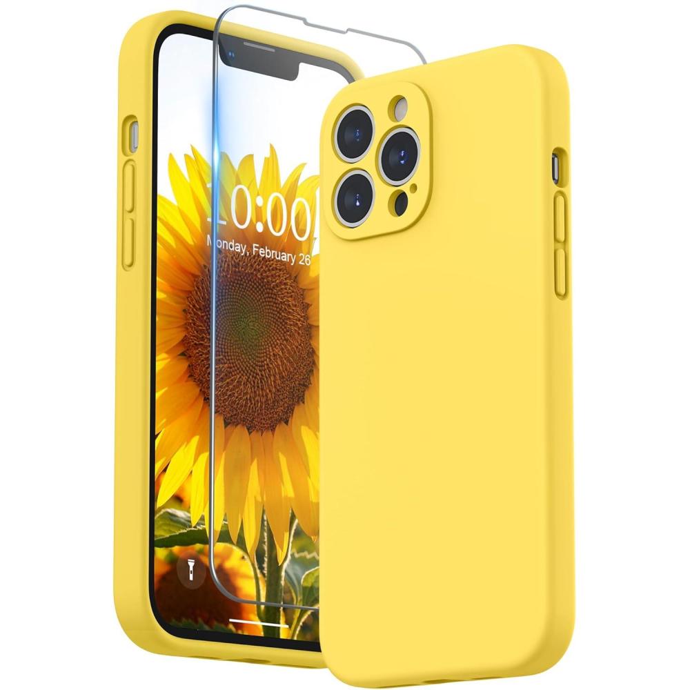 imageSURPHY Compatible with iPhone 13 Pro Max Case with Screen Protector Camera Protection Soft Microfiber Lining Liquid Silicone Phone Case 67 inch 2021 RedSunshine