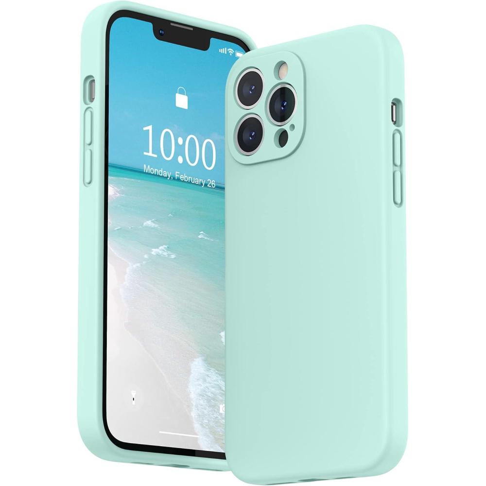 imageSURPHY Compatible with iPhone 13 Pro Max Case with Screen Protector Camera Protection Soft Microfiber Lining Liquid Silicone Phone Case 67 inch 2021 RedMint Green