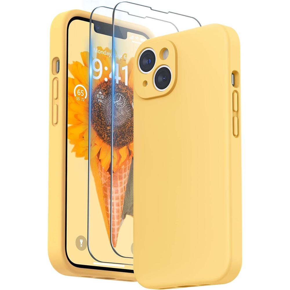 imageSURPHY Compatible with iPhone 14 Case with Screen Protector Camera Protection ampamp Soft Microfiber Lining Liquid Silicone Phone Case 61 inch 2022 RedSunglow