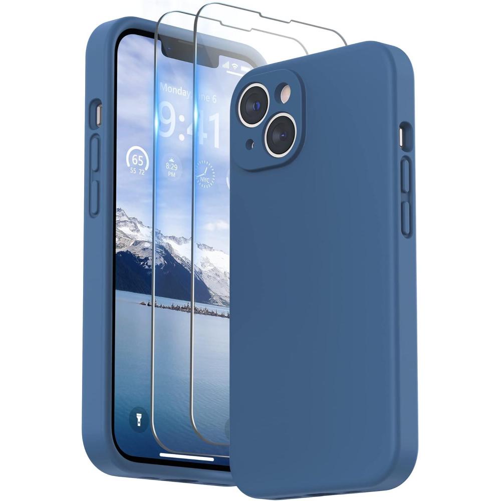 imageSURPHY Compatible with iPhone 14 Case with Screen Protector Camera Protection ampamp Soft Microfiber Lining Liquid Silicone Phone Case 61 inch 2022 RedBlue Jay