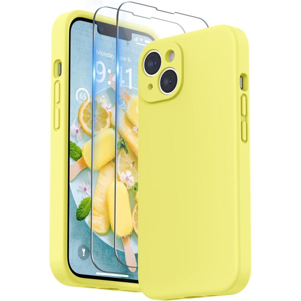 imageSURPHY Compatible with iPhone 14 Case with Screen Protector Camera Protection ampamp Soft Microfiber Lining Liquid Silicone Phone Case 61 inch 2022 RedYellow