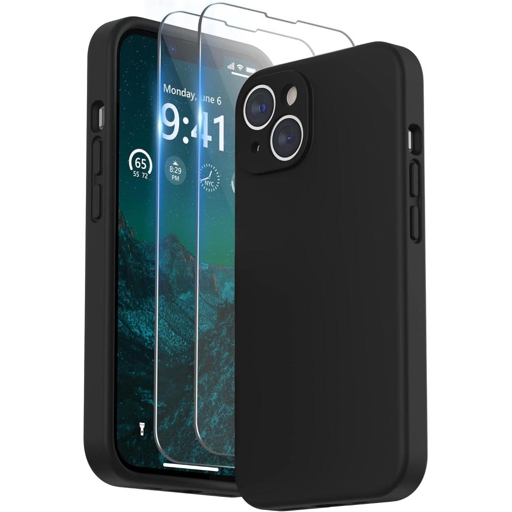 imageSURPHY Compatible with iPhone 14 Case with Screen Protector Camera Protection ampamp Soft Microfiber Lining Liquid Silicone Phone Case 61 inch 2022 RedBlack