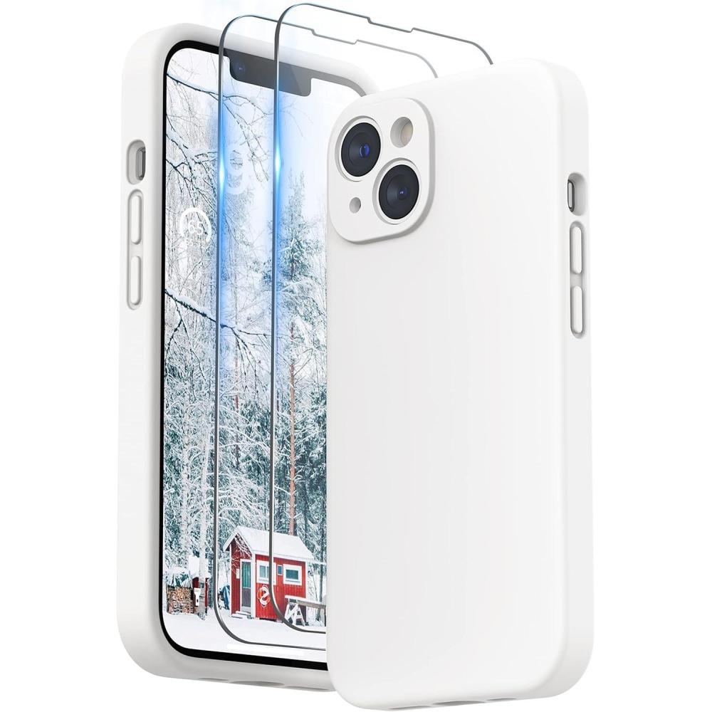 imageSURPHY Compatible with iPhone 14 Case with Screen Protector Camera Protection ampamp Soft Microfiber Lining Liquid Silicone Phone Case 61 inch 2022 RedWhite