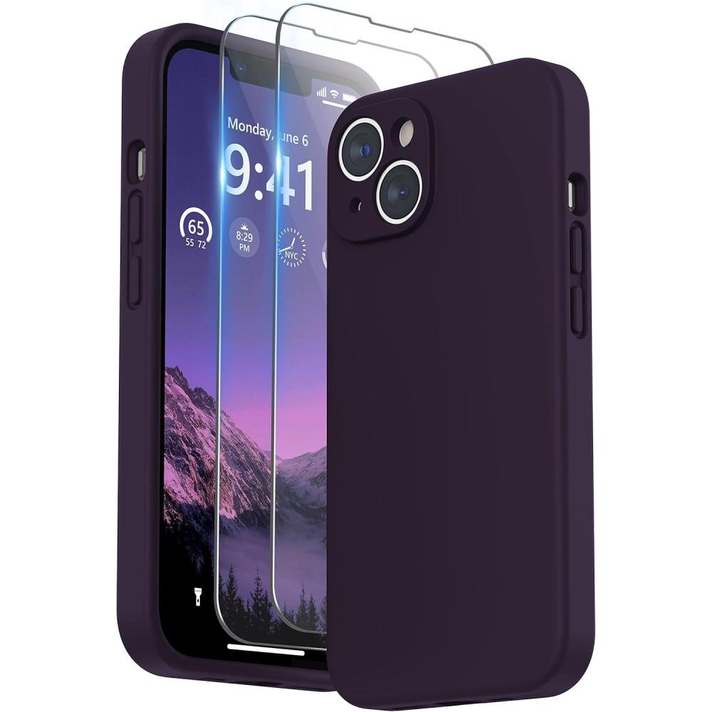 imageSURPHY Compatible with iPhone 14 Case with Screen Protector Camera Protection ampamp Soft Microfiber Lining Liquid Silicone Phone Case 61 inch 2022 RedElderberry