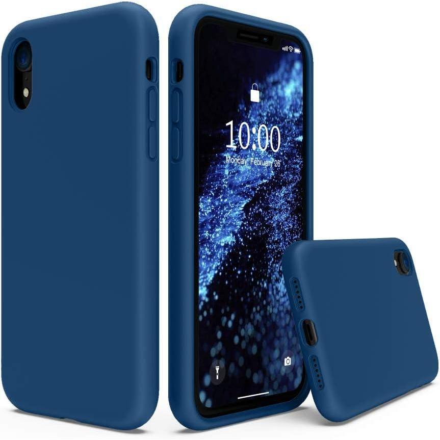 imageSURPHY Compatible with iPhone XR Case Thickened Liquid Silicone Phone Case with Microfiber Lining for iPhone XR 61 inches RedBlue Horizon Full Body