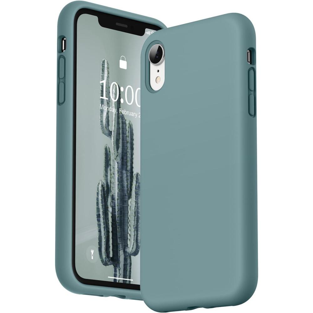 imageSURPHY Compatible with iPhone XR Case Thickened Liquid Silicone Phone Case with Microfiber Lining for iPhone XR 61 inches RedCactus Green