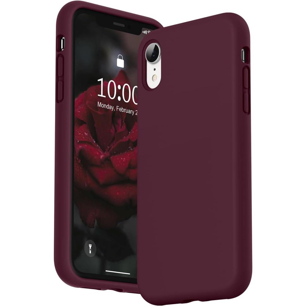 imageSURPHY Compatible with iPhone XR Case Thickened Liquid Silicone Phone Case with Microfiber Lining for iPhone XR 61 inches RedPlum