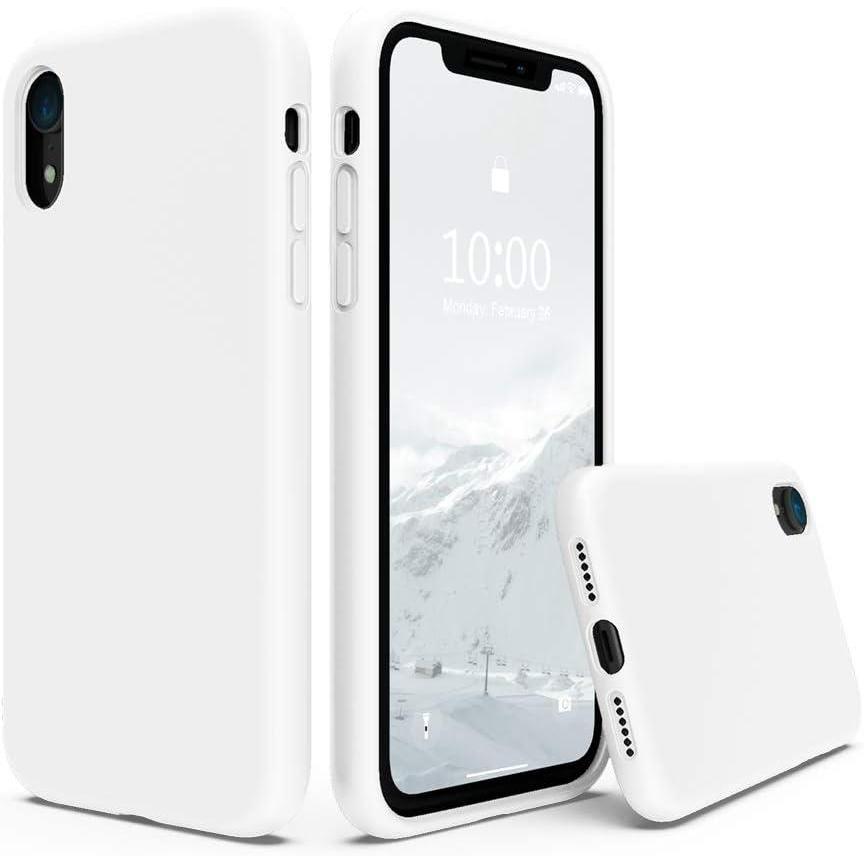imageSURPHY Compatible with iPhone XR Case Thickened Liquid Silicone Phone Case with Microfiber Lining for iPhone XR 61 inches RedWhite