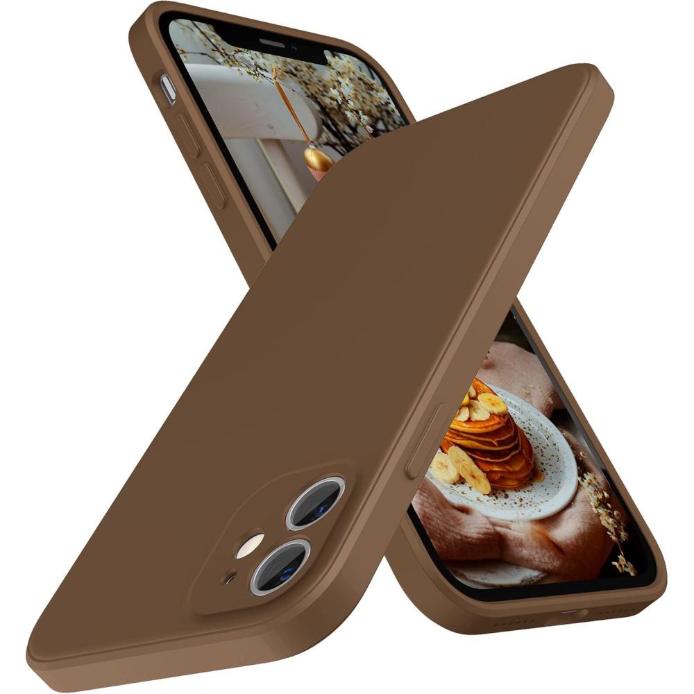 imageSURPHY Design for iPhone 11 Case with Camera Protection Straight Edge Slim Design Liquid Silicone Phone Case for iPhone 11 61 inches Sunflower YellowBrown