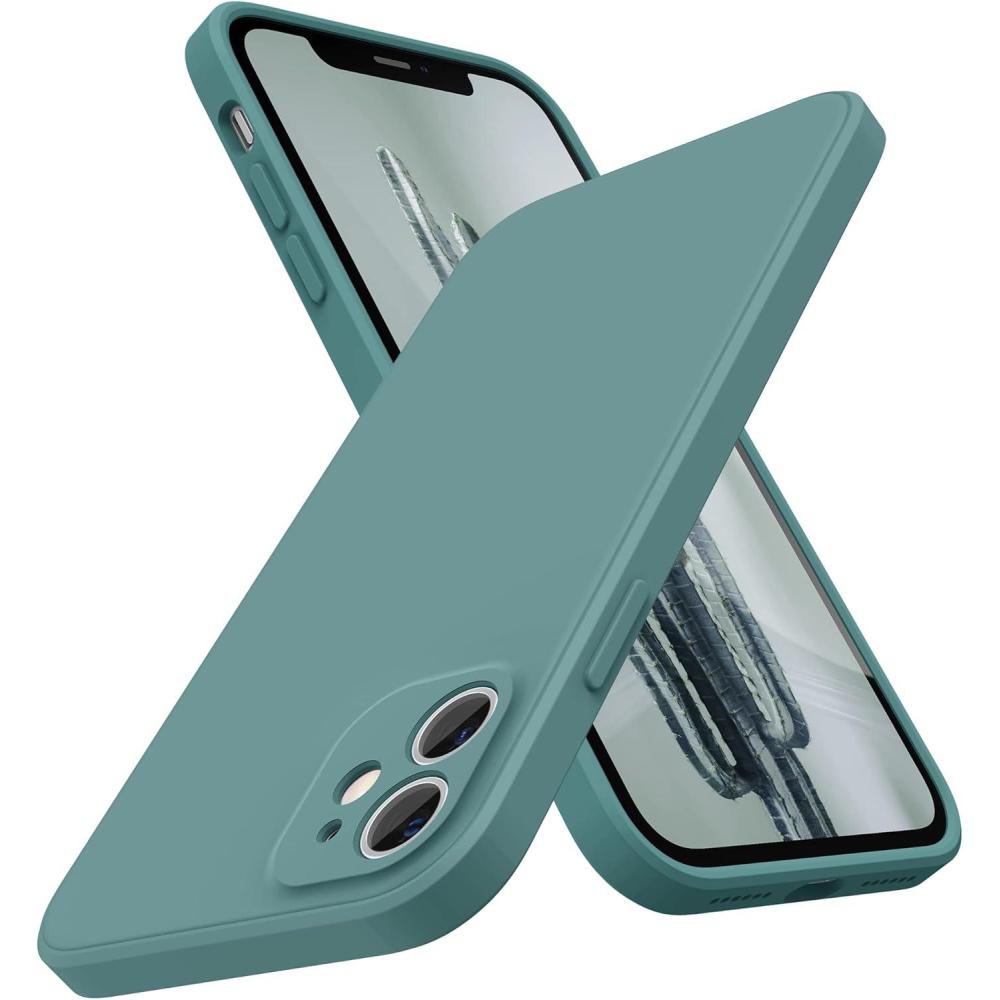 imageSURPHY Design for iPhone 11 Case with Camera Protection Straight Edge Slim Design Liquid Silicone Phone Case for iPhone 11 61 inches Sunflower YellowCactus Green