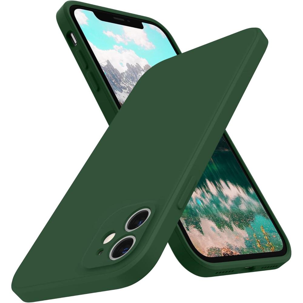 imageSURPHY Design for iPhone 11 Case with Camera Protection Straight Edge Slim Design Liquid Silicone Phone Case for iPhone 11 61 inches Sunflower YellowClover Green