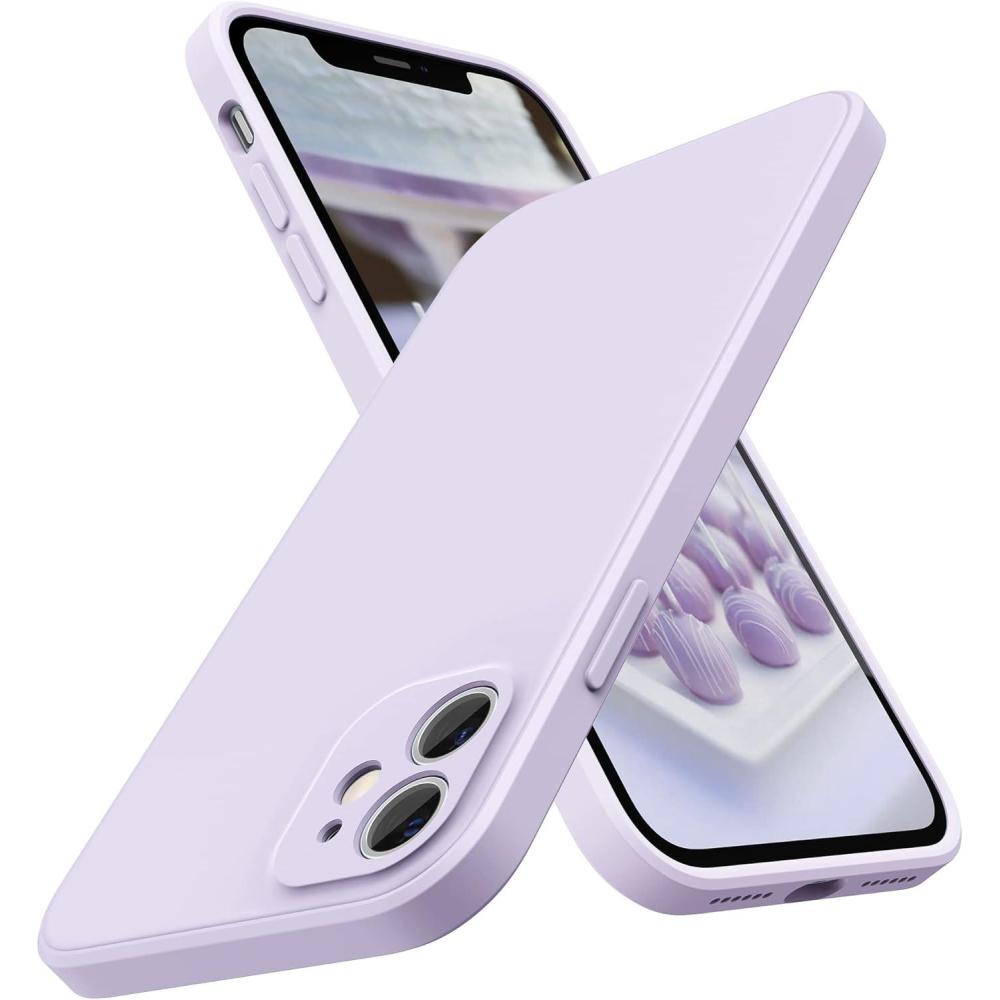 imageSURPHY Design for iPhone 11 Case with Camera Protection Straight Edge Slim Design Liquid Silicone Phone Case for iPhone 11 61 inches Sunflower YellowLight Lavender