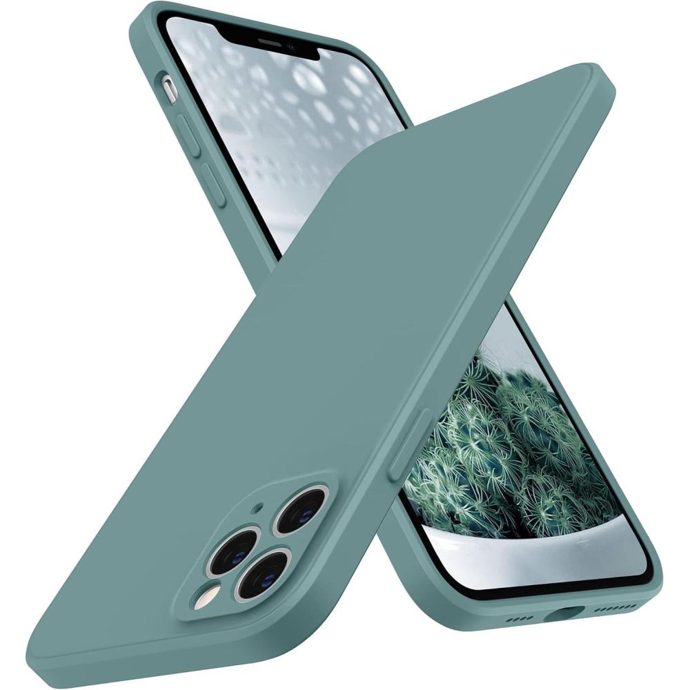 imageSURPHY Design for iPhone 11 Pro Case with Camera Protection Straight Edges Liquid Silicone Phone Case for iPhone 11 Pro 58 inches SeafoamCactus Green